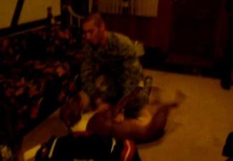 Pit Bull Welcomes Soldier Home With A Licking
